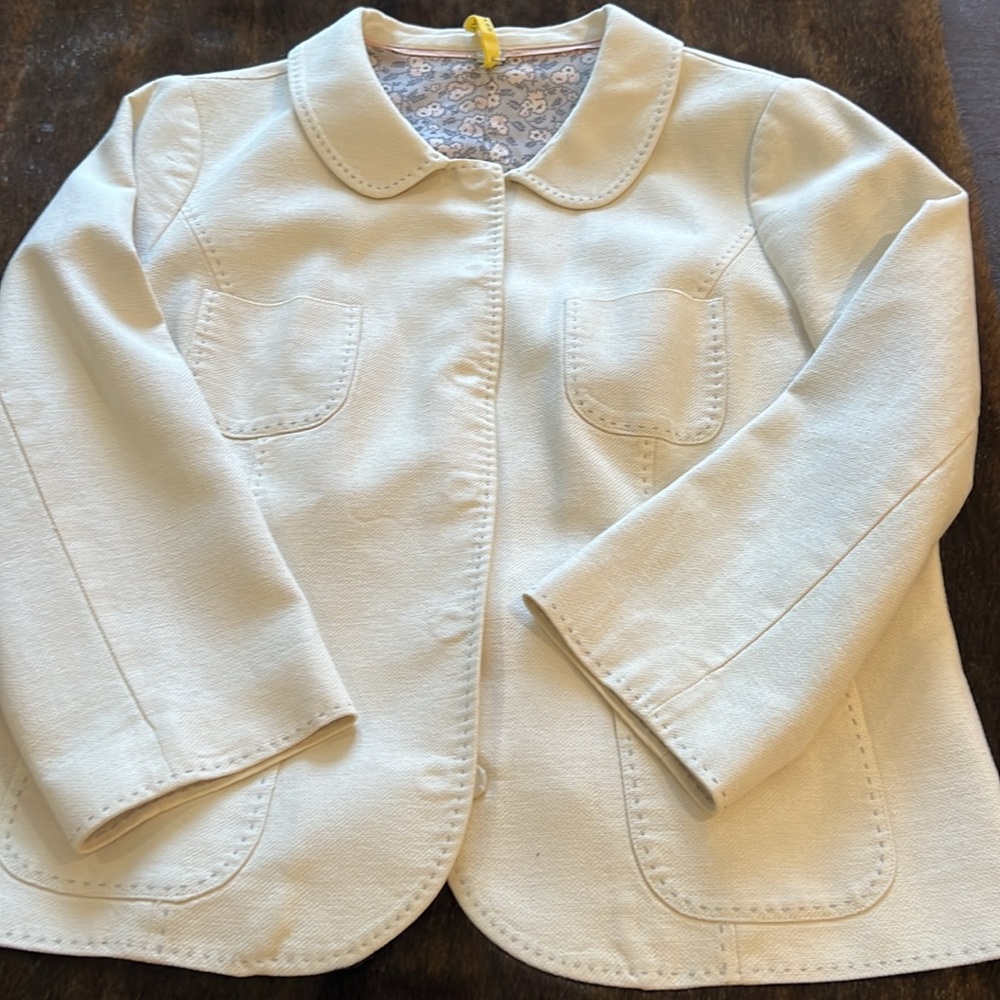 EUC BODEN jacket in linen/cotton blend. Creamy white, pick-stitched in grey - Picture 6 of 12